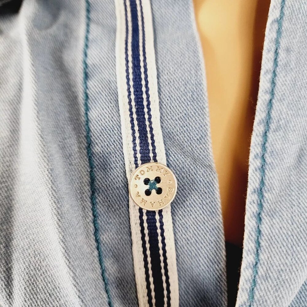 Tommy Bahama Men's Big & Tall 4XB Mambo Blue Tahitian Twill Long Sleeve Shirt - Picture 5 of 8